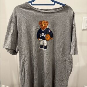 Vintage Polo Ralph Lauren Polo Bear Basketball Gray T Shirt Size XL Rare